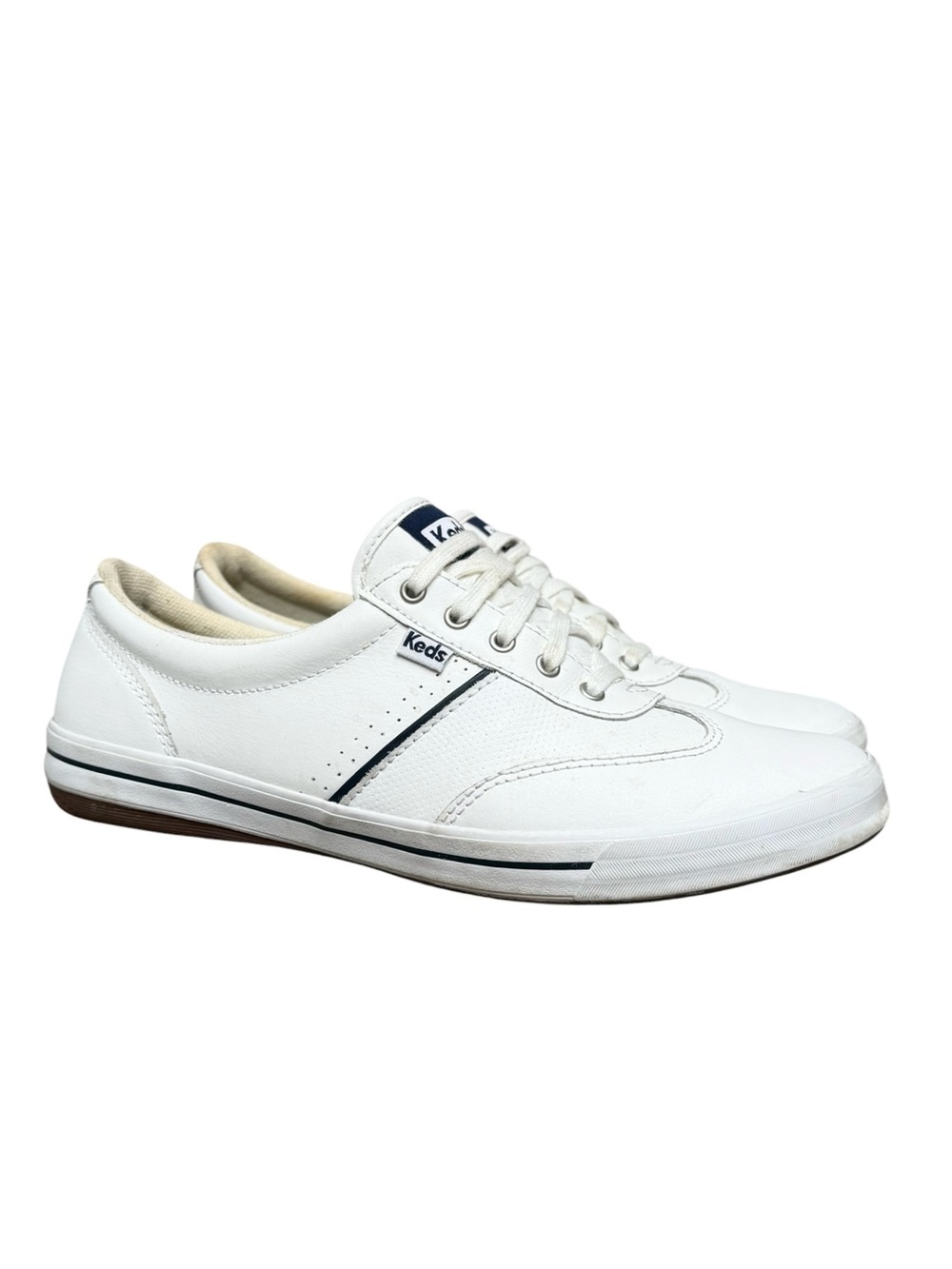KEDS Courty White Leather Low Top Sneakers Lace up Walking Women’s Shoe 8.5